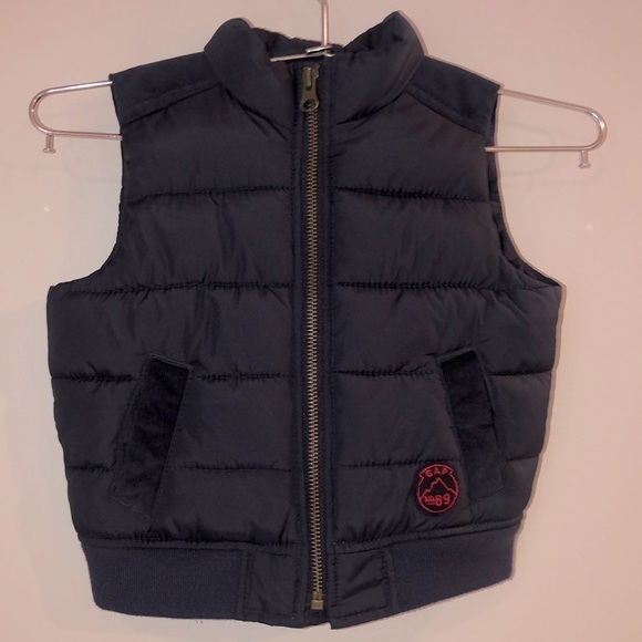 Baby Gap Puffer Vest Size 18-24 mos Boy Blue Corduroy Top and Pockets - Picture 1 of 10